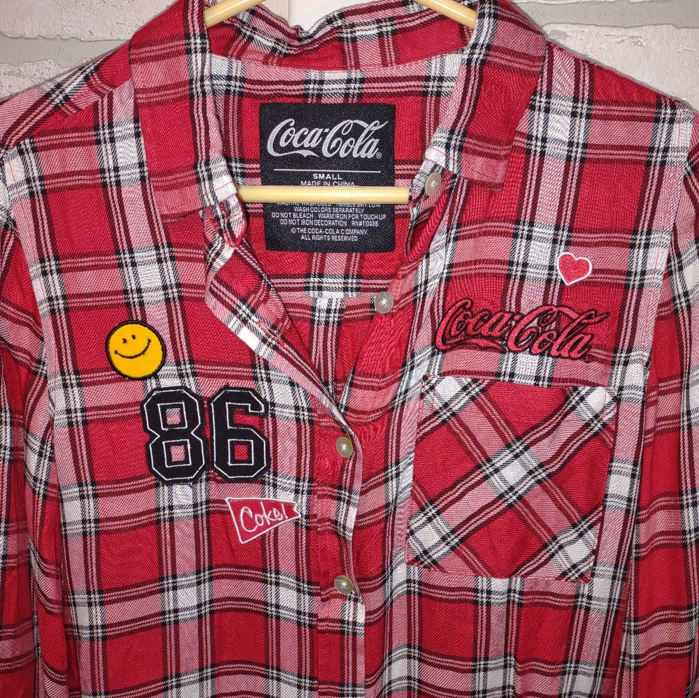 Coca cola, plaid shirt, NEW with tags, small
